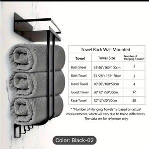 1pc Bath Towel Racks for Bathroom Organizer MetalTowel Holder Wall Mounted